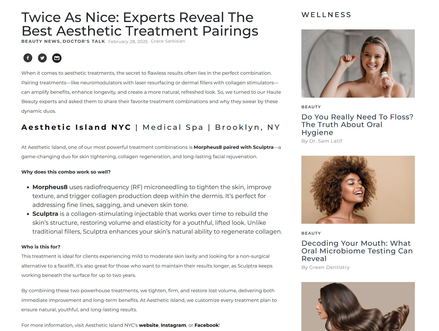 Aesthetic Island Featured on Haute Living - Best Aesthetic Pairings