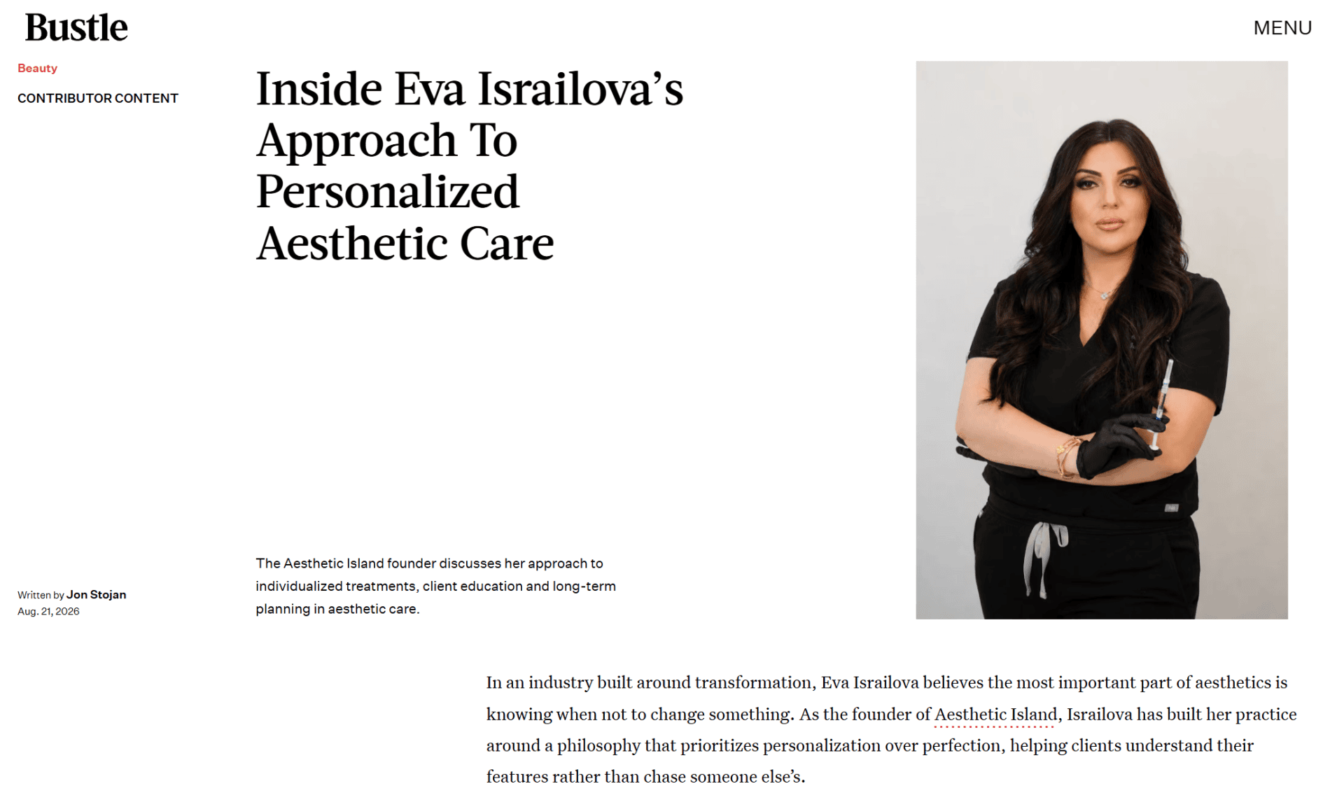 Aesthetic Island NYC & Eva Israilova Featured On Bustle